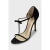 Suede sandals with crystals