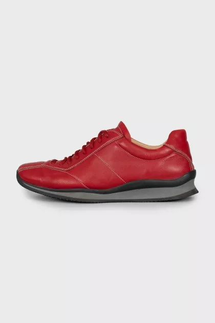 Men's Red Leather Sneakers