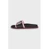 Leather flip flops with colorful studs