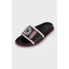 Leather flip flops with colorful studs