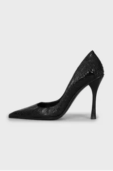 Embossed leather pumps