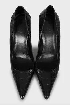 Embossed leather pumps