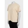 Beige T-shirt with embroidered logo