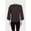 Brown cardigan decorated with flowers