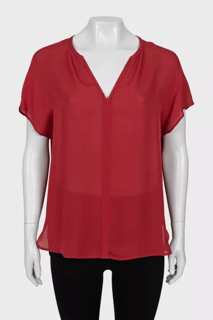 Red silk blouse