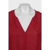 Red silk blouse
