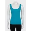 Knitted tank top with a round neck