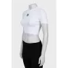 Cropped T-shirt with branded embroidery