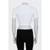 Cropped T-shirt with branded embroidery