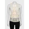 Lace button up tank top