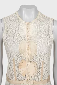 Lace button up tank top