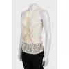 Lace button up tank top