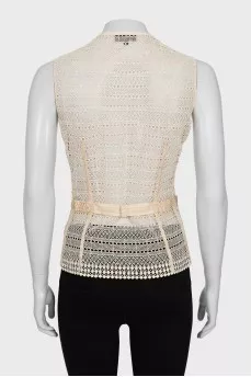 Lace button up tank top