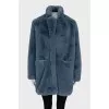 Straight cut fur coat with hooks