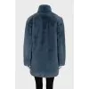 Straight cut fur coat with hooks