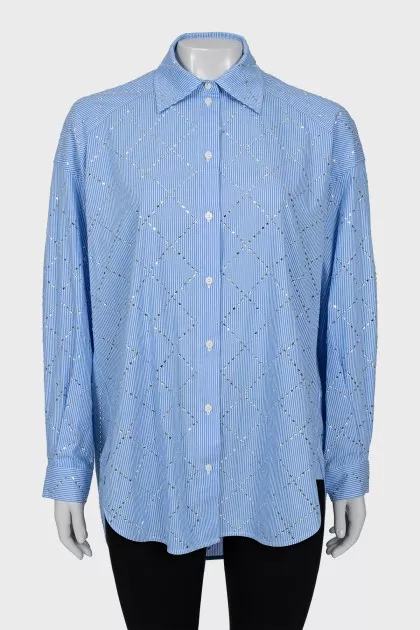 Striped shirt with rhinestones