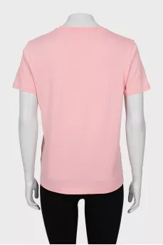 Pink T-shirt with Embroidery with Tag