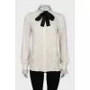 Blouse with bow and lace