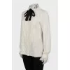 Blouse with bow and lace