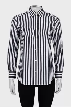 Straight shirt in black and white stripes