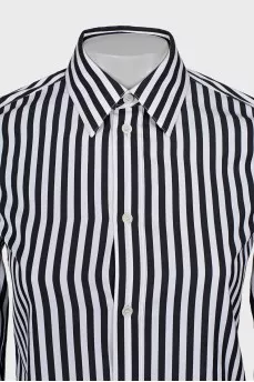 Straight shirt in black and white stripes