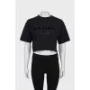 Cropped T-shirt with branded inscription