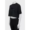Cropped T-shirt with branded inscription