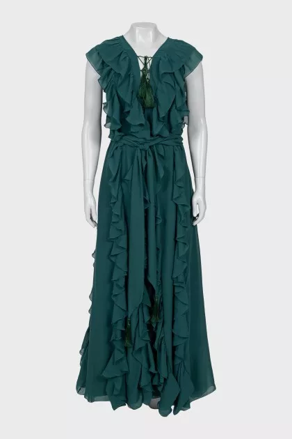Green ruffle maxi dress