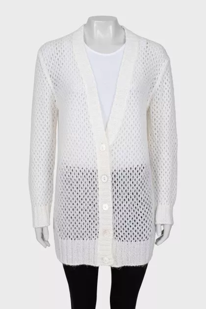 White knitted cardigan
