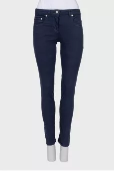 Синие джинсы skinny fit с вышивкой