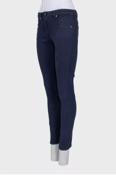 Синие джинсы skinny fit с вышивкой
