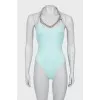 Swimsuit with silver chain with tag