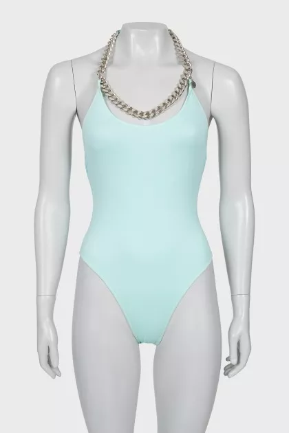 Swimsuit with silver chain with tag