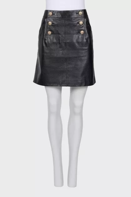 Leather skirt with gold fittings