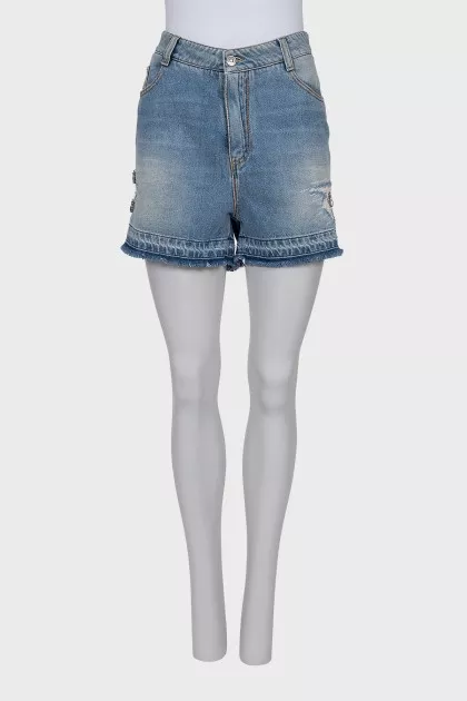 Denim shorts with crystals
