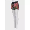 Linen shorts with floral embroidery