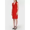 Red straight dress with ruffles with tag