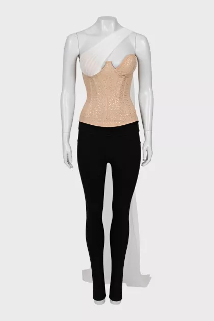 Corset with mesh train