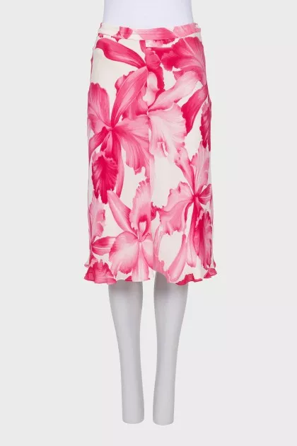 Vintage Floral Silk Skirt