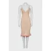 Mesh dress with feathers with tag