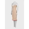 Mesh dress with feathers with tag