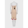 Mesh dress with feathers with tag