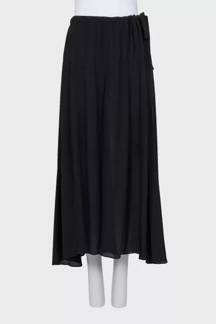 Black Tie-Up Maxi Skirt