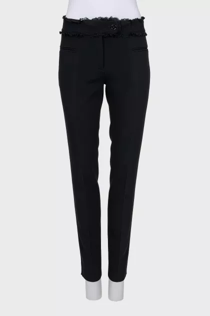 Trousers with mesh decor on the waist