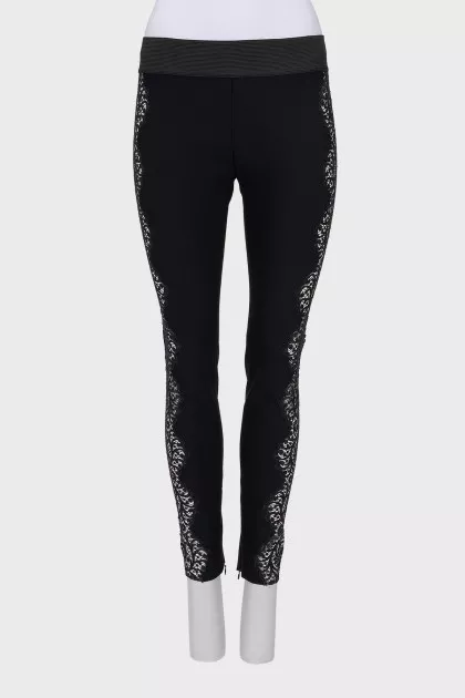 Black leggings with lace inserts