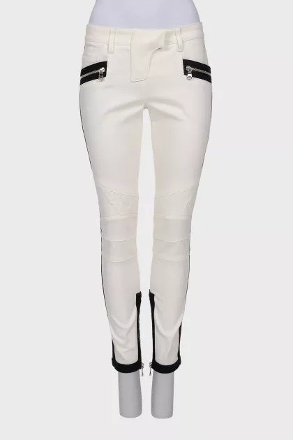 White jeans with black stripes