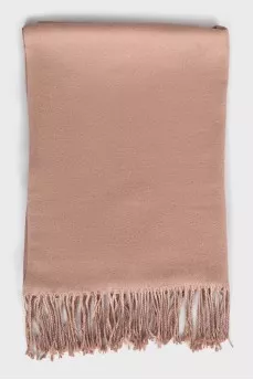 Beige wool scarf with fringe
