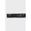 Black leather belt with massive buckle
