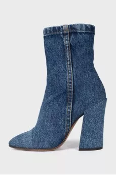 Denim ankle boots with zipper