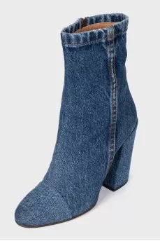 Denim ankle boots with zipper